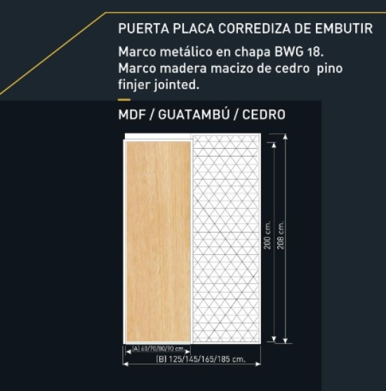 P. Corr. Embutir - m Ch18 - hoja CEDRO NACIONAL - m 10 - 60 x 200